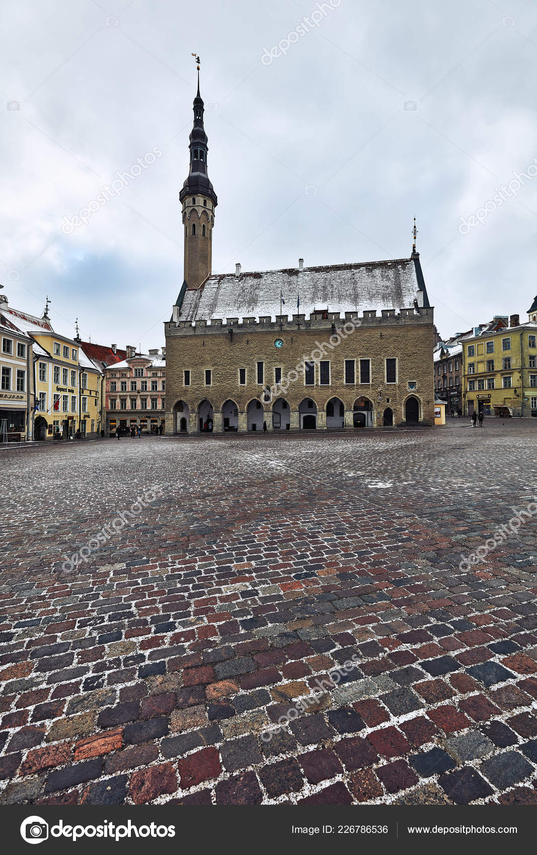Tallinn Old Town Hall Raekoja Square Winter 2018 Tallinn Estonia