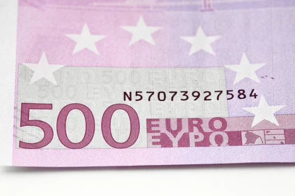 五块欧元钞票 500欧元纸质现金 欧盟货币 宏碎片钞票 高分辨率照片 — 图库照片