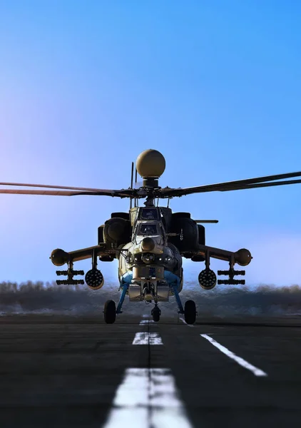 Mi-28 UB helikopter támadás bemutató repülés. — Stock Fotó