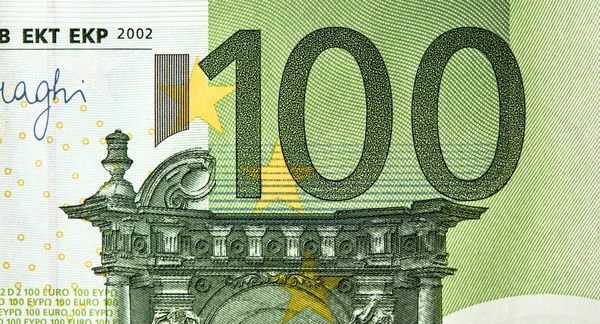 100 euros, billetes de la moneda única europea. Dinero —  Fotos de Stock