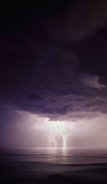 Starry night with Thunderstorm. Night thunderstorm — Stock Photo, Image