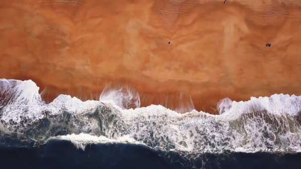 Flying Sandy Beach Waves Break Sandy Beach Atlantic Coast Aerial — Stock Video