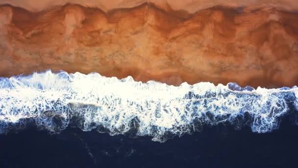 Flying Sandy Beach Waves Break Sandy Beach Atlantic Coast Aerial — Stock Video