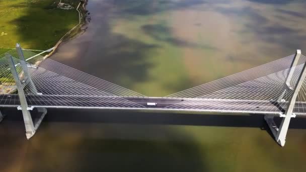 Letecký Pohled Most Vasco Gama Lisabonu Portugalsko Top Pohled Nejdelší — Stock video