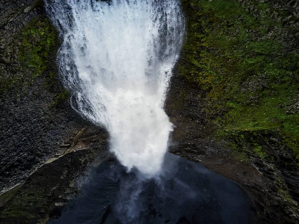 Haifoss Καταρράκτη Στα Υψίπεδα Της Ισλανδίας Αεροφωτογραφία Δραματικό Τοπίο Του — Φωτογραφία Αρχείου