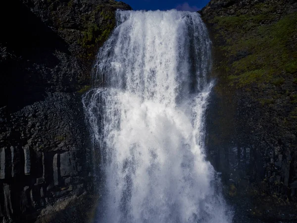 Haifoss Καταρράκτη Στα Υψίπεδα Της Ισλανδίας Αεροφωτογραφία Δραματικό Τοπίο Του — Φωτογραφία Αρχείου