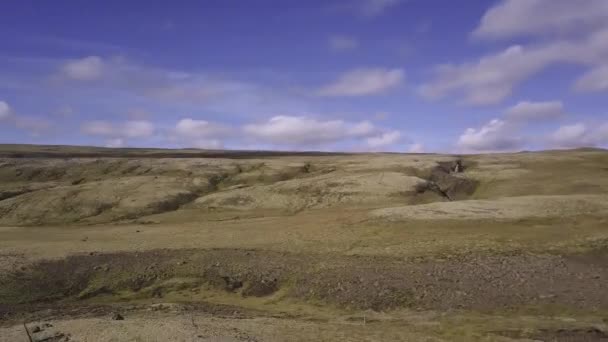 Haifoss Καταρράκτη Στα Υψίπεδα Της Ισλανδίας Αεροφωτογραφία Δραματικό Τοπίο Του — Αρχείο Βίντεο