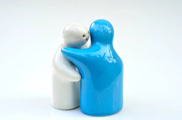 Lovely Man Woman Hugging Porcelain Design — Stock Photo, Image