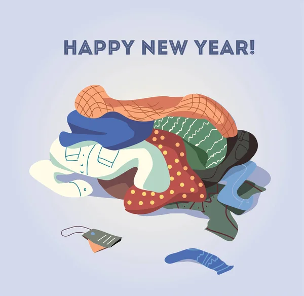 Yerdeki elbise yığını. Noel aile seti