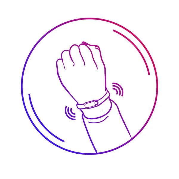 Contactloze Betaling Platte Vector Iconen Hand Met Smart Watch Kleurovergang — Stockvector