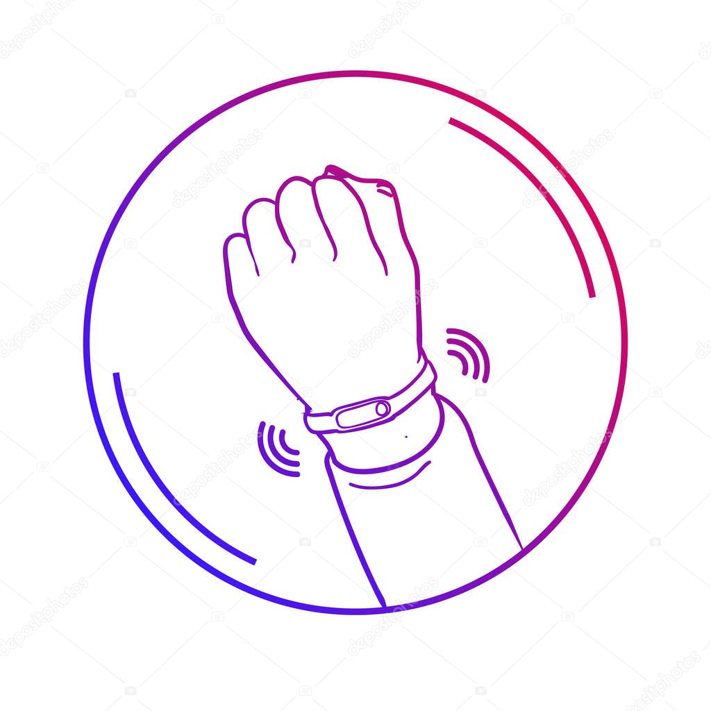 Contactless payment flat vector icons. Hand with smart watch. Gradient color.