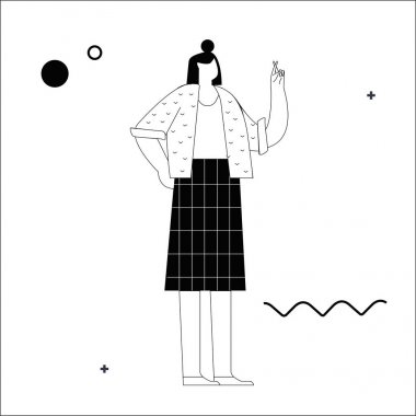 Soyut set ile siyah Soyut kız . Şekil 