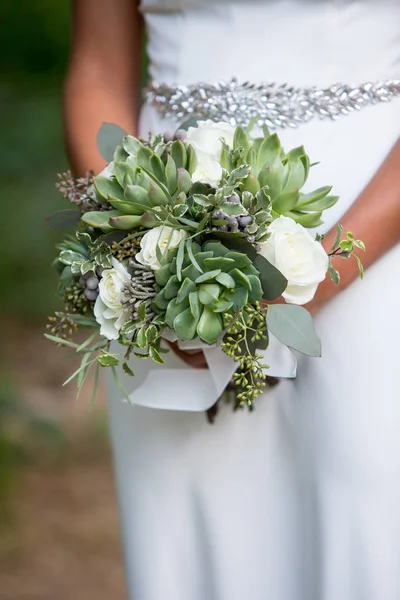 Bride succulent bouquet — Stock Photo, Image