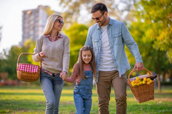 Mutlu aile parkta piknik yapıyor. Üç çocuklu mutlu aile birlikte eğleniyor. Aile eğlencesi dışarıda..