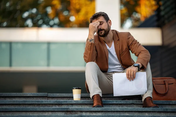 Atractivo Joven Hombre Negocios Aire Libre Retrato Hombre Negocios Guapo — Foto de Stock