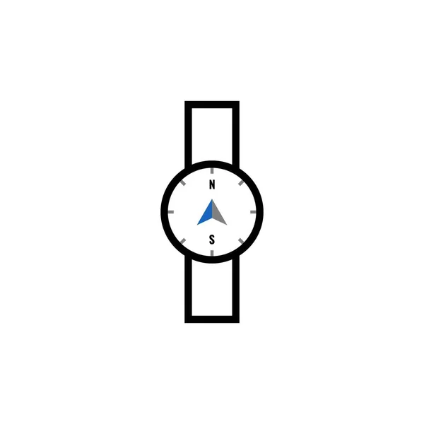 Reloj Brújula Vector Diseño Plantilla Ilustración — Vector de stock