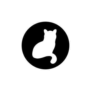 Çember vektör tasarım şablonu resimlemesindeki kedi silueti