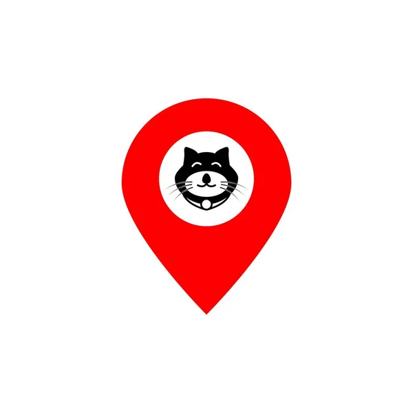 Pin Map Pointer Cat Vector Ontwerp Template Illustratie — Stockvector