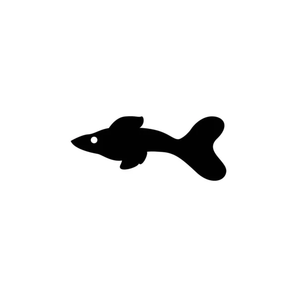 Guppy Fish Silhueta Vetor Desenho Modelo Ilustração — Vetor de Stock