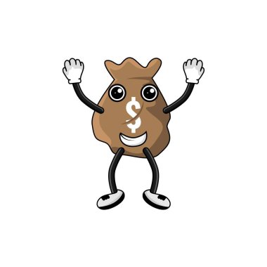 Dolar çantası çizgi film karakteri vektör tasarımı çizimi