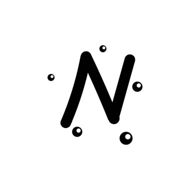 N el çizilmiş alfabe vektör tasarım şablonu çizimi