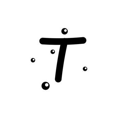 T el çizilmiş alfabe vektör tasarım şablonu çizimi