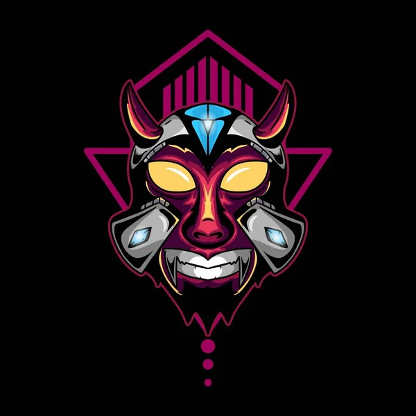 Calavera Con Cuernos Con Forma Geométrica Diamante Fondo Vector Diseño — Vector de stock