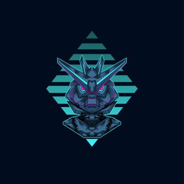 Kutsal geometri arkaplan vektör grafik tasarımı illüstrasyonlu mecha