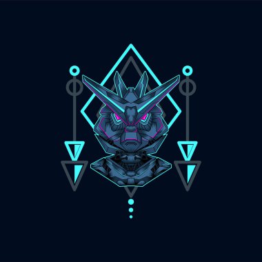 Kutsal geometri arkaplan vektör grafik tasarımı illüstrasyonlu mecha