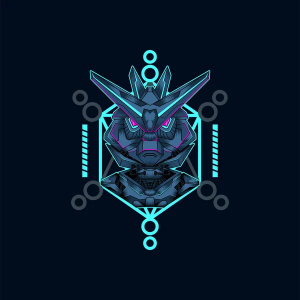 Mecha Con Geometría Sagrada Fondo Vector Gráfico Diseño Ilustratio — Vector de stock