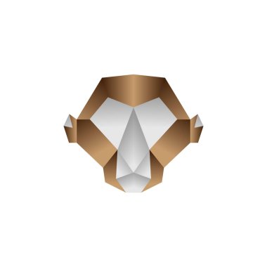 origami maymun renkli vektör tasarım şablonu çizimi