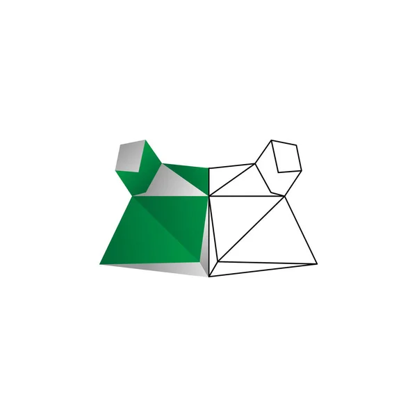 Origami Grenouille Ligne Couleur Vectoriel Conception Modèle Illustration — Image vectorielle