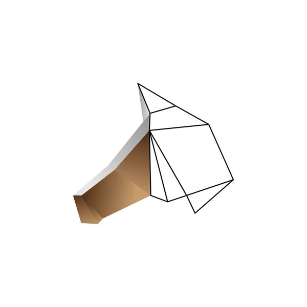 Origami Cavalo Cor Linha Vetor Design Modelo Ilustração — Vetor de Stock
