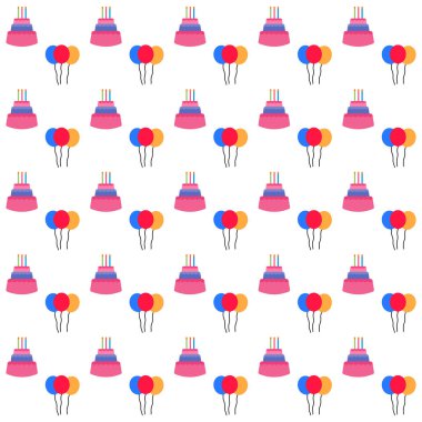 Doğum günü konsepti pürüzsüz desen arkaplanı. Renkli duvar kağıdı vektör çizimi ve yazdırma için iyi