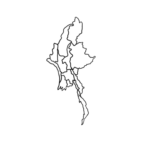 Myanmar Mapa Modelo Desenho Vetorial Ilustração —  Vetores de Stock