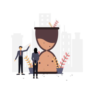 Kum Saati Düz Çizimi. Vektör Tasarımı. İniş sayfası, ui, web sitesi, mobil uygulama, editör, poster, makale ve afiş için uygundur.