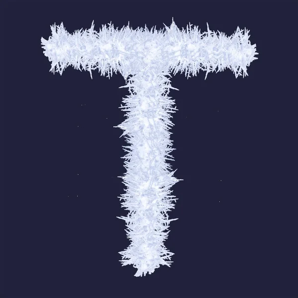 눈과 얼음의 문자 "T" — 스톡 사진