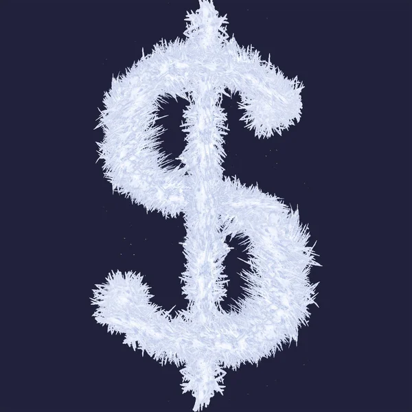 Sinal de dólar feito de gelo e neve — Fotografia de Stock