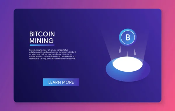 Moeda Digital Bitcoin Mining Vector Gráficos De Vetores