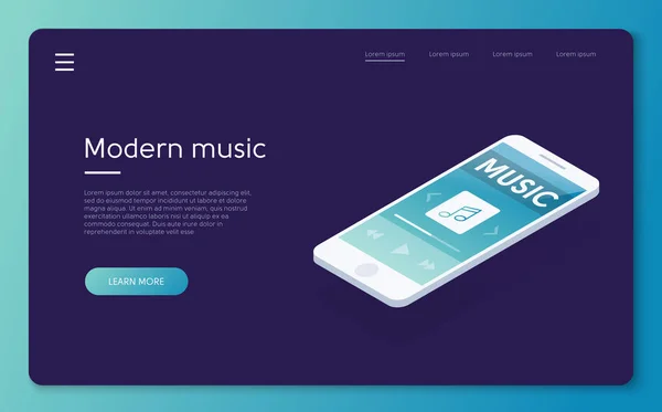 Mobile Application Interface Music Player Fond Web — Image vectorielle