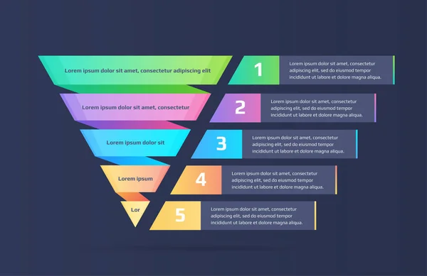 Stile Moderno Infografica Astratta Modello Opzioni Numeri Piramidali Business Five — Vettoriale Stock