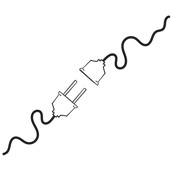 プラグで電動ソケットを手描き 接続と切断の概念のシンボル 404エラー接続の概念 電気プラグ コンセントソケットプラグなし — ストックベクタ