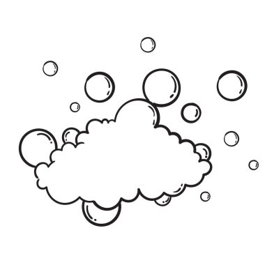 Kabarcıklı köpük sabunlu el yapımı köpük. Şampuan ve sabun köpüğü sabun köpüğü karalama stili