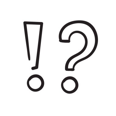 El çizimi ünlemler ve soru işaretleri. Sorular ve Yanıtlar simgesi çizimi al