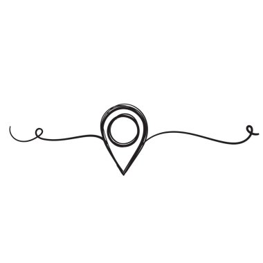 El çizimi Koordinatlar Konum Noktası GPS karalama ikonu vektörü izole