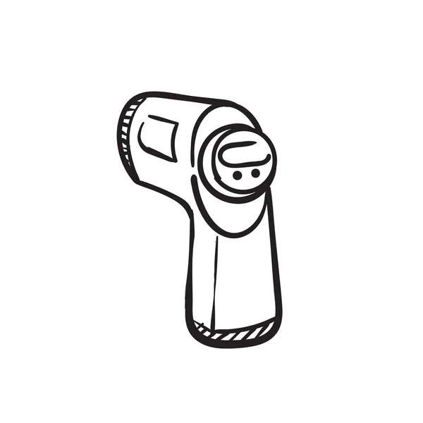 Handgetekende Thermometer Pistool Illustratie Doodle — Stockvector