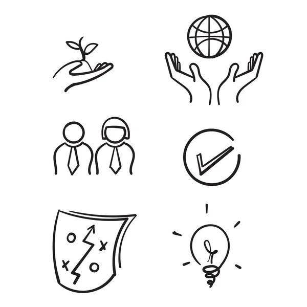 Håndtegnede Core Værdier Symbol Illustration Doodle Mission Integritet Værdi Ikon – Stock-vektor