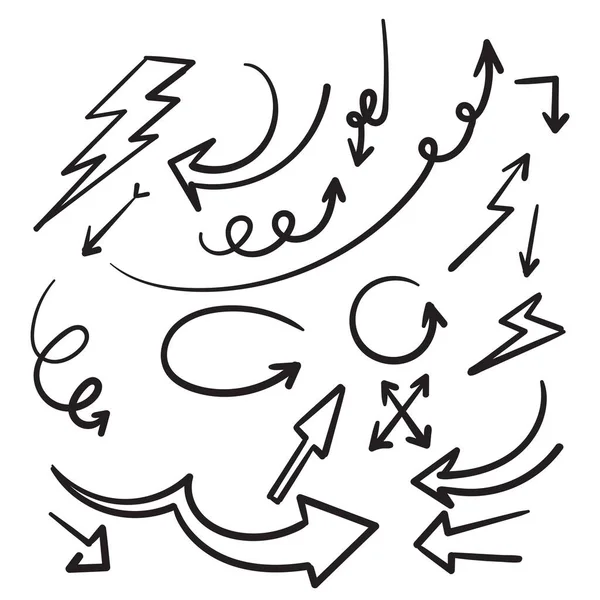 Recueil Flèches Doodle Dessinées Main Vecteur Isolé — Image vectorielle