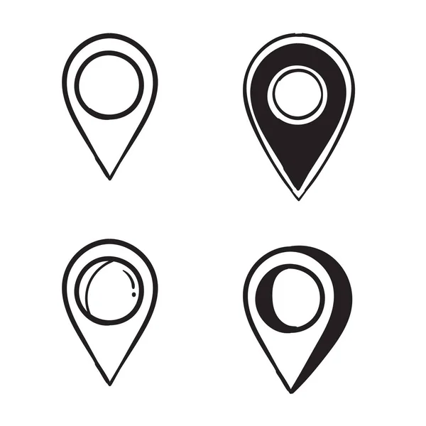 Coordenadas Dibujadas Mano Ubicación Punto Gps Garabato Icono Vector Aislado — Vector de stock