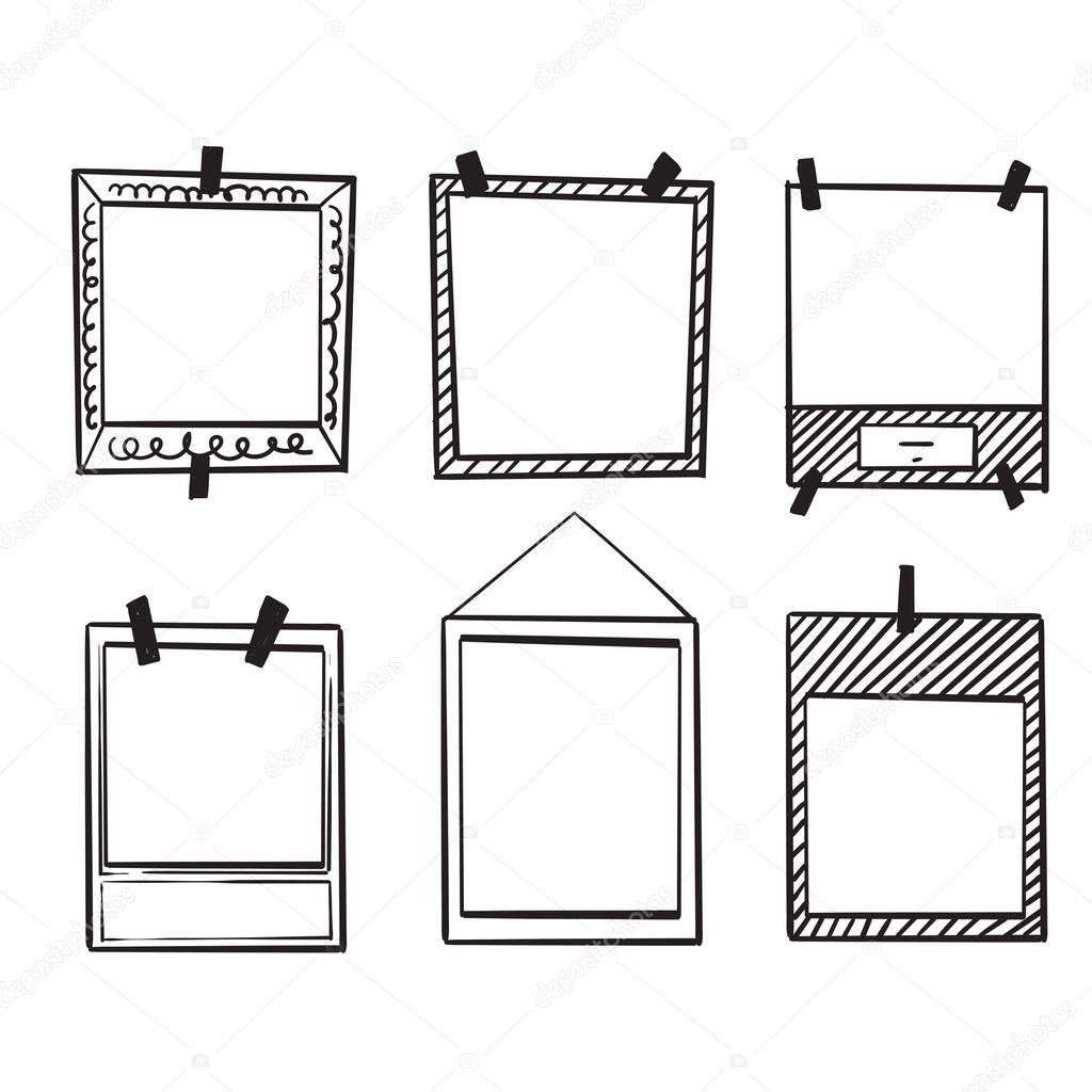 hand drawn doodle photo frame collection illustration